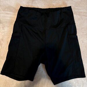 Ebb & Flow Black Athletic Biker Shorts w/ Side Pockets Size L